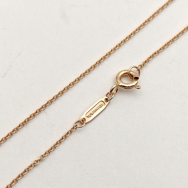 TIFFANY&CO 18K玫瑰金Knot雙打結式吊墜項鏈半鑽小號-4