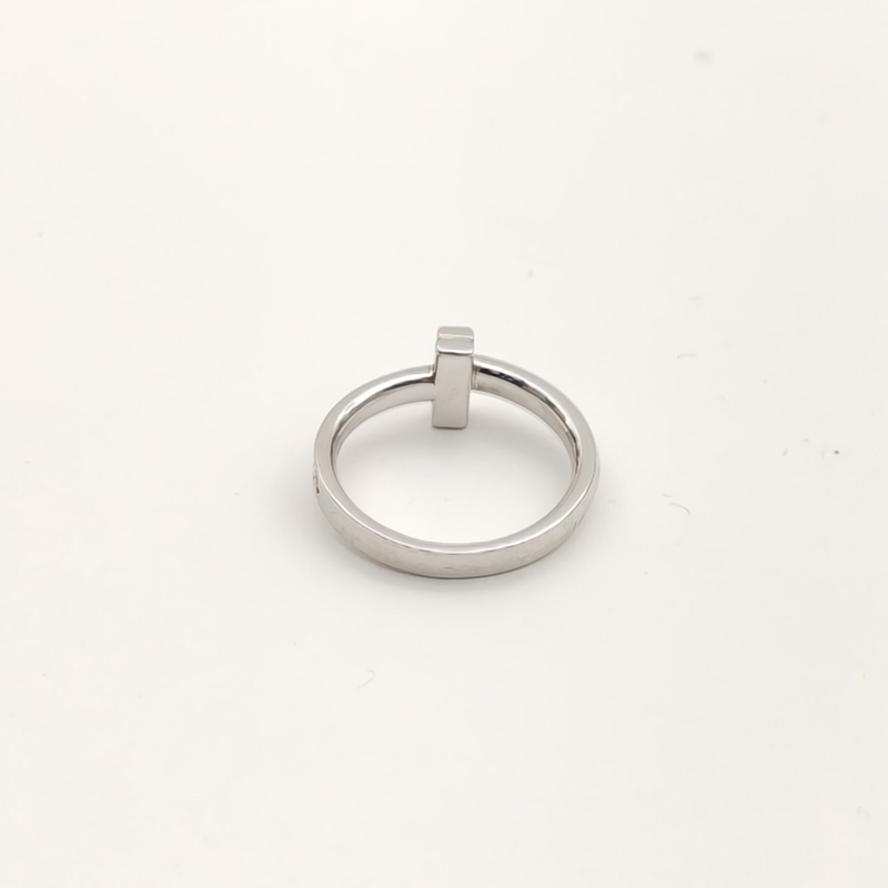 TIFFANY&CO 18K白金鑽石TiffanyT1系列半鑽戒指51-3