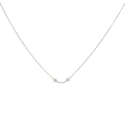 TIFFANY&CO T微笑項鏈mini滿鑽18K白金/鑽石