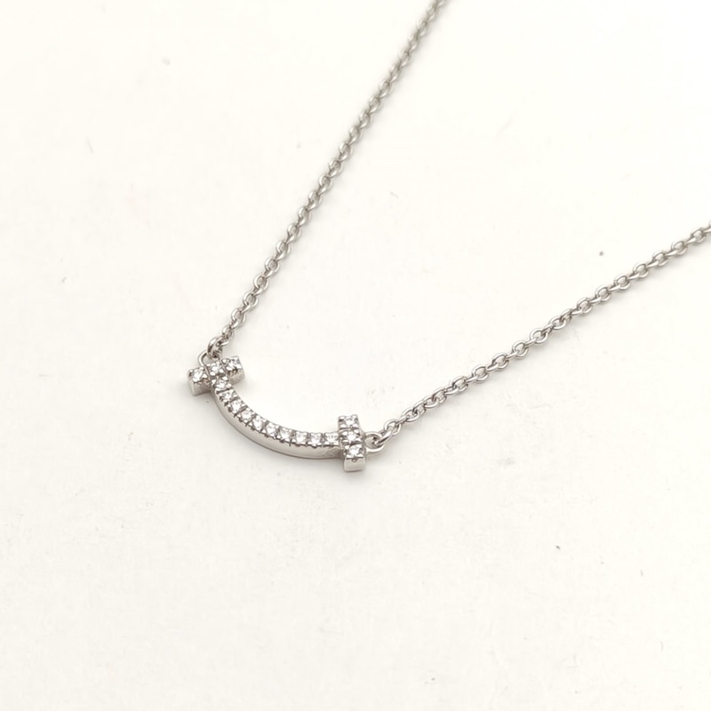 TIFFANY&CO T微笑項鏈mini滿鑽18K白金/鑽石-1
