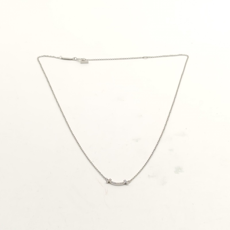TIFFANY&CO T微笑項鏈mini滿鑽18K白金/鑽石-3