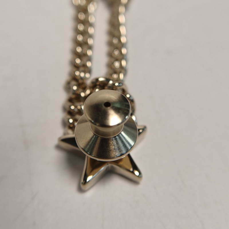 CHANEL 合金23B紋理雙C星星鏈條胸針-3