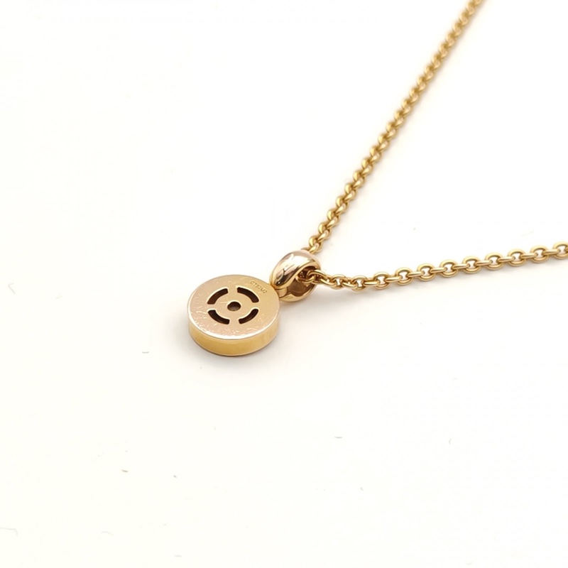 BVLGARI 18K玫瑰金鑽石圓餅單鑽吊墜項鏈-2