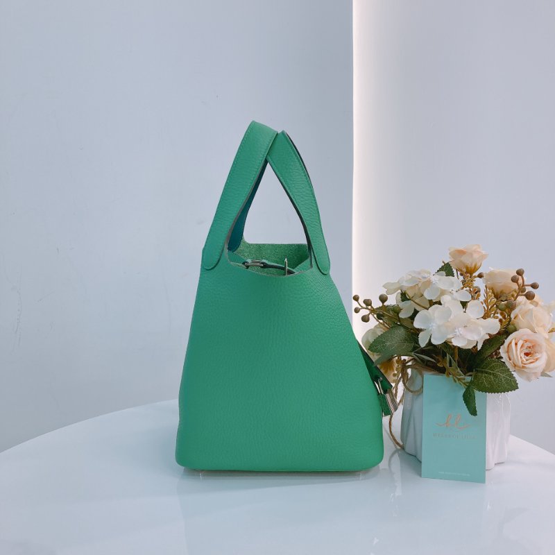 MS0576 Hermes 愛馬仕 菜籃子 中號 竹子綠 銀扣 Picotin 18 Clemence 1K Bamboo x PHW-2