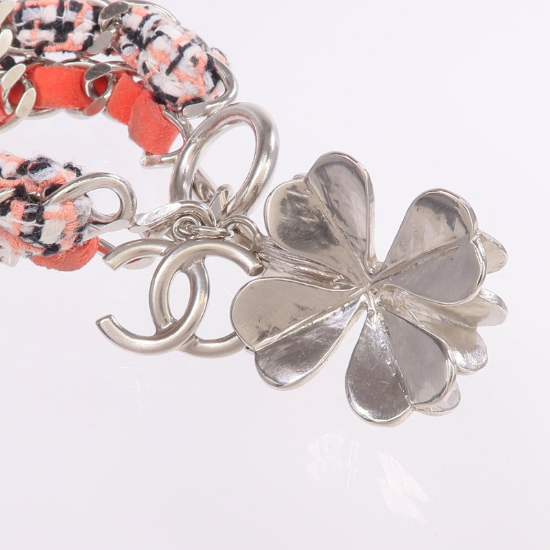 CHANEL 金屬/聚酯纖維/麂皮皮革Bracelet金扣手鏈-4