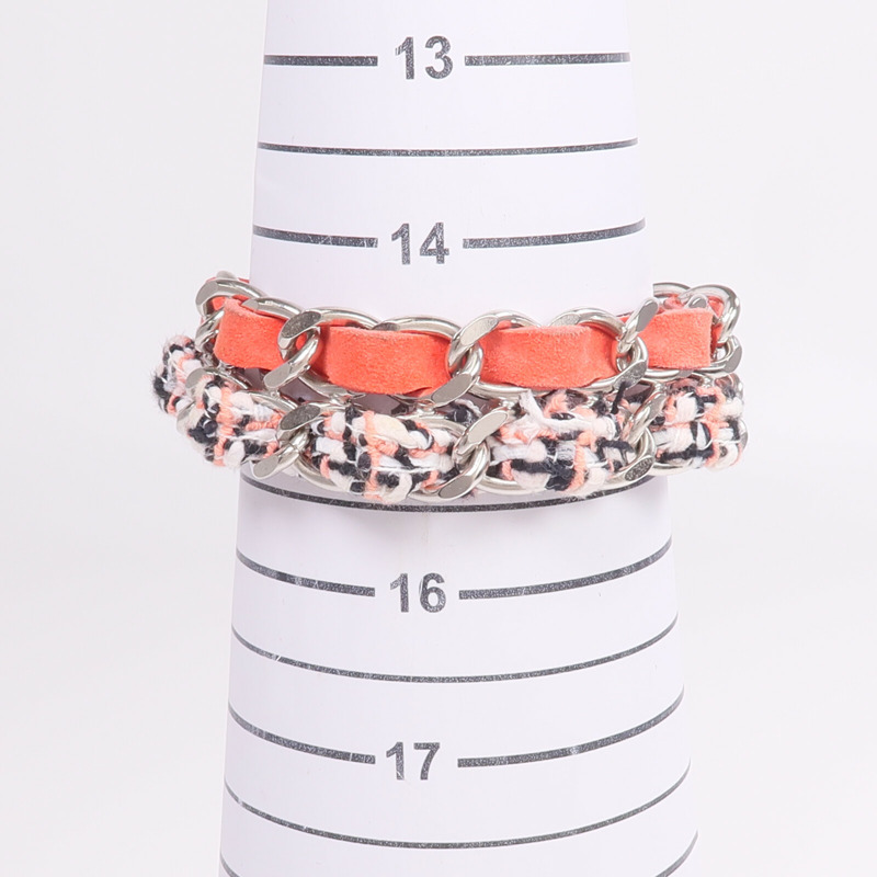 CHANEL 金屬/聚酯纖維/麂皮皮革Bracelet金扣手鏈-8