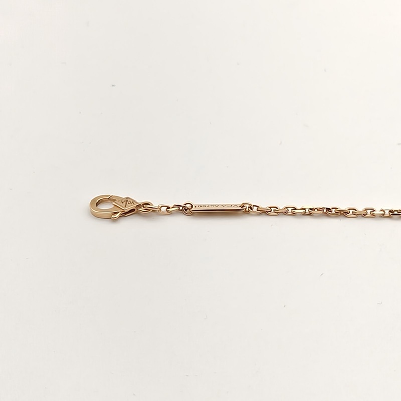VAN CLEEF&ARPELS 18K玫瑰金白貝母LuckySpring梅花手鏈-4