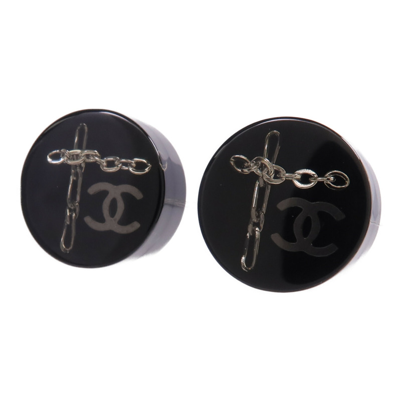 CHANEL PVC/金屬Earrings銀扣耳環-1