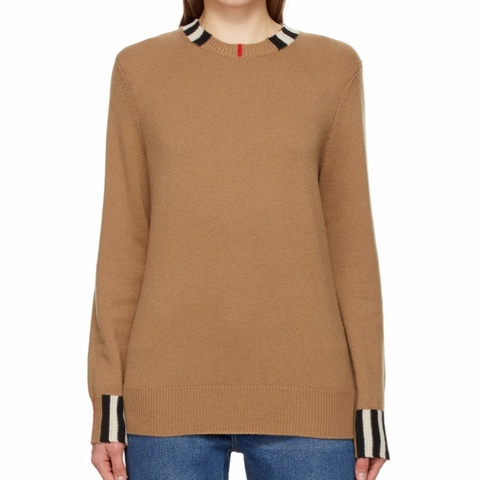 Burberry 女士 條紋圓領長袖針織套頭衫XS S M L XL碼