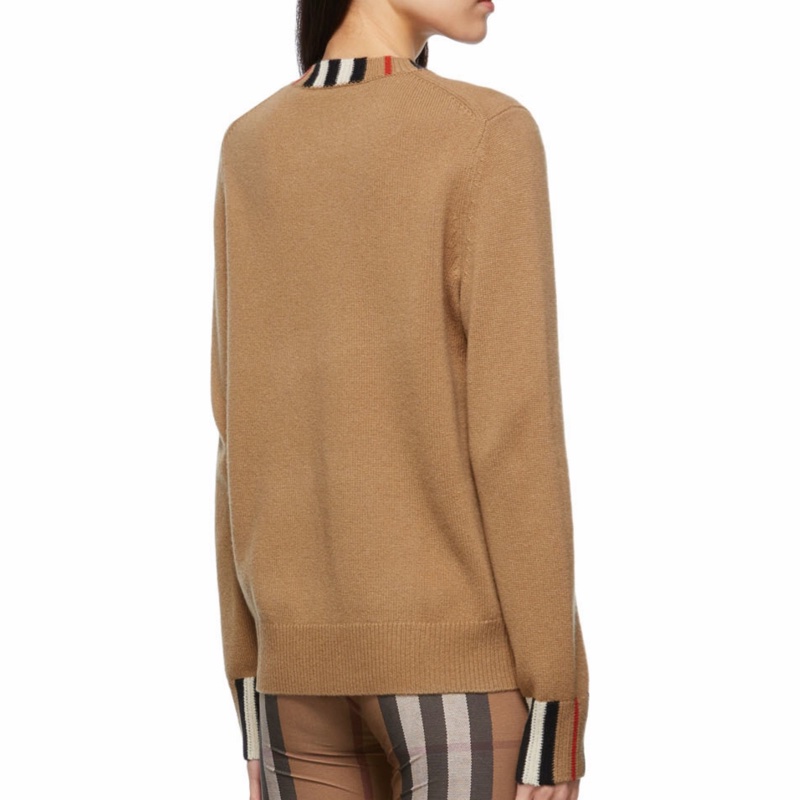 Burberry 女士 條紋圓領長袖針織套頭衫XS S M L XL碼-5