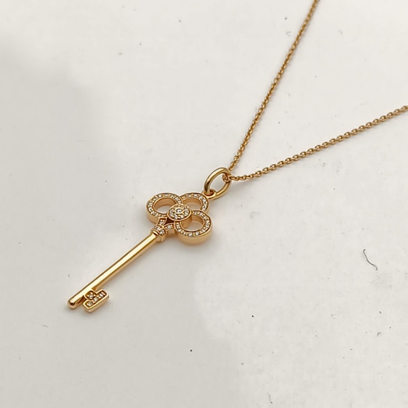 TIFFANY&CO Keys皇冠鑰匙項鏈中號3.8cm半鑽18K玫瑰金-2