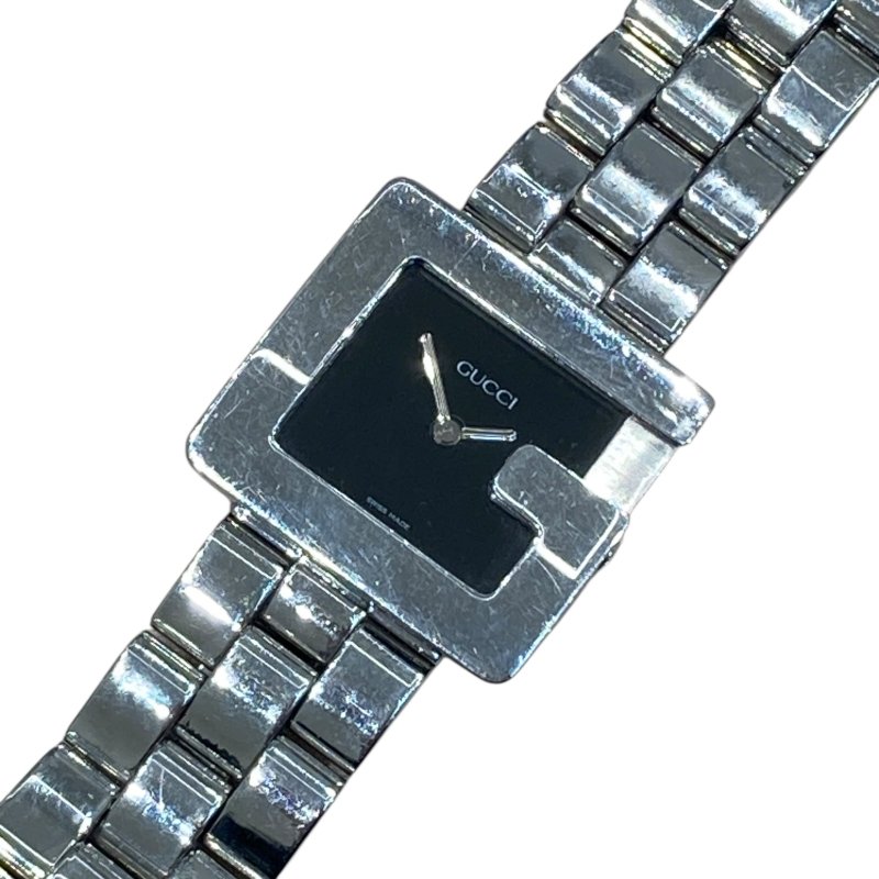 GUCCI 古馳 4600L 女士 石英錶 不鏽鋼 黑色 銀釦-0