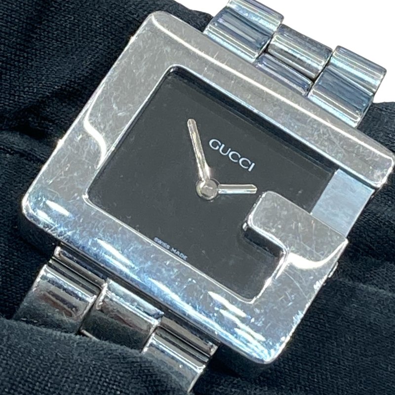 GUCCI 古馳 4600L 女士 石英錶 不鏽鋼 黑色 銀釦-1