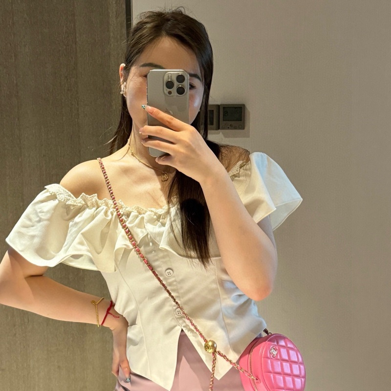 S級 99成新 Chanel 粉色金球圓餅-2