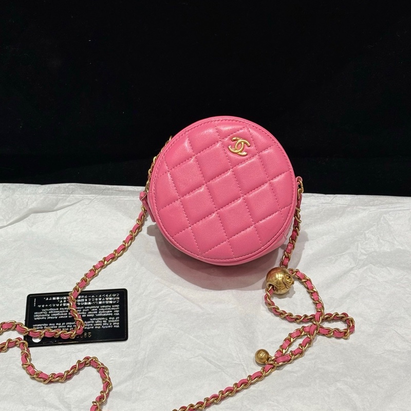 S級 99成新 Chanel 粉色金球圓餅-4