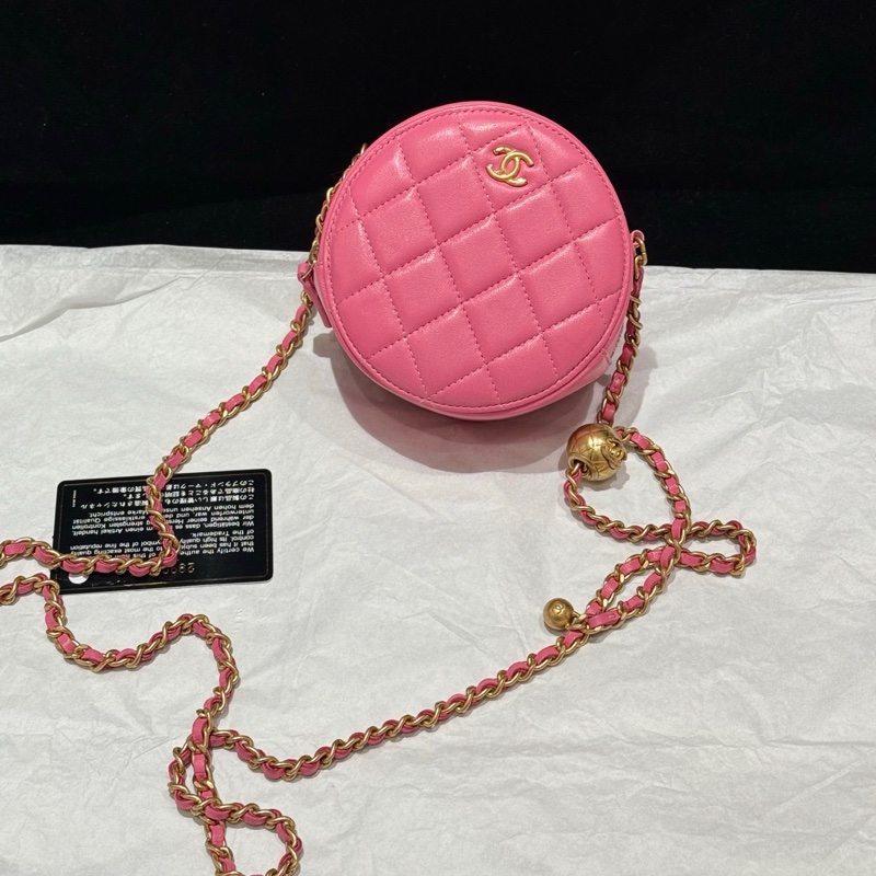 S級 99成新 Chanel 粉色金球圓餅-5