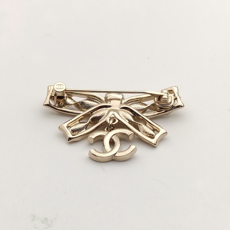 CHANEL 合金24B蝴蝶結帶鑽胸針-3