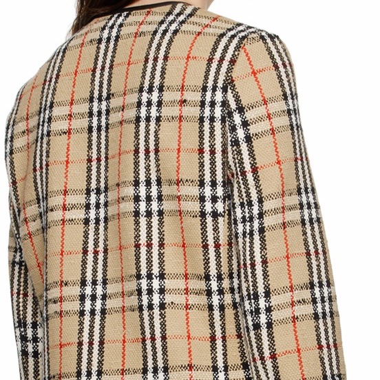 Burberry 女士 Vintage 格紋無領休閒夾克UK-8 UK-12碼-2