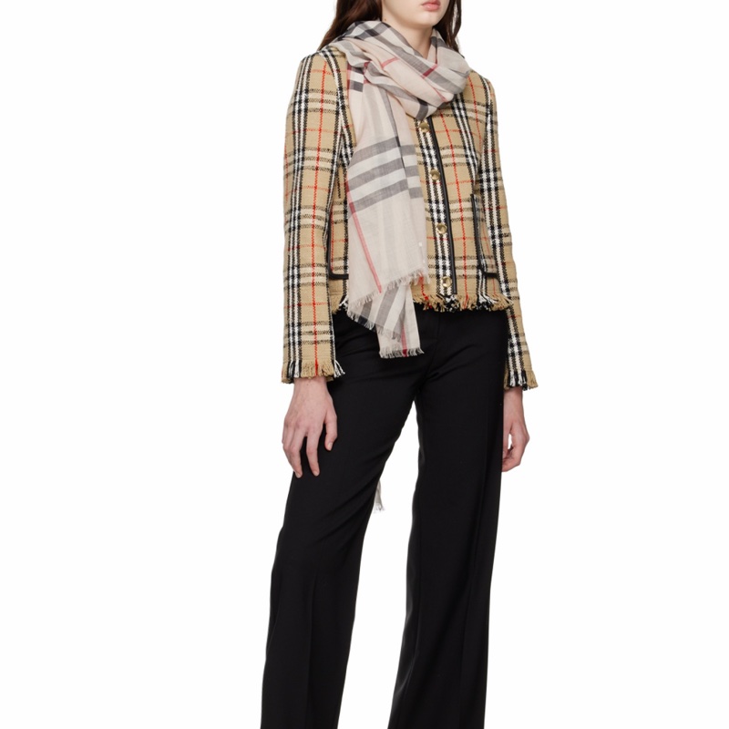 Burberry 女士 Vintage 格紋無領休閒夾克UK-8 UK-12碼-5