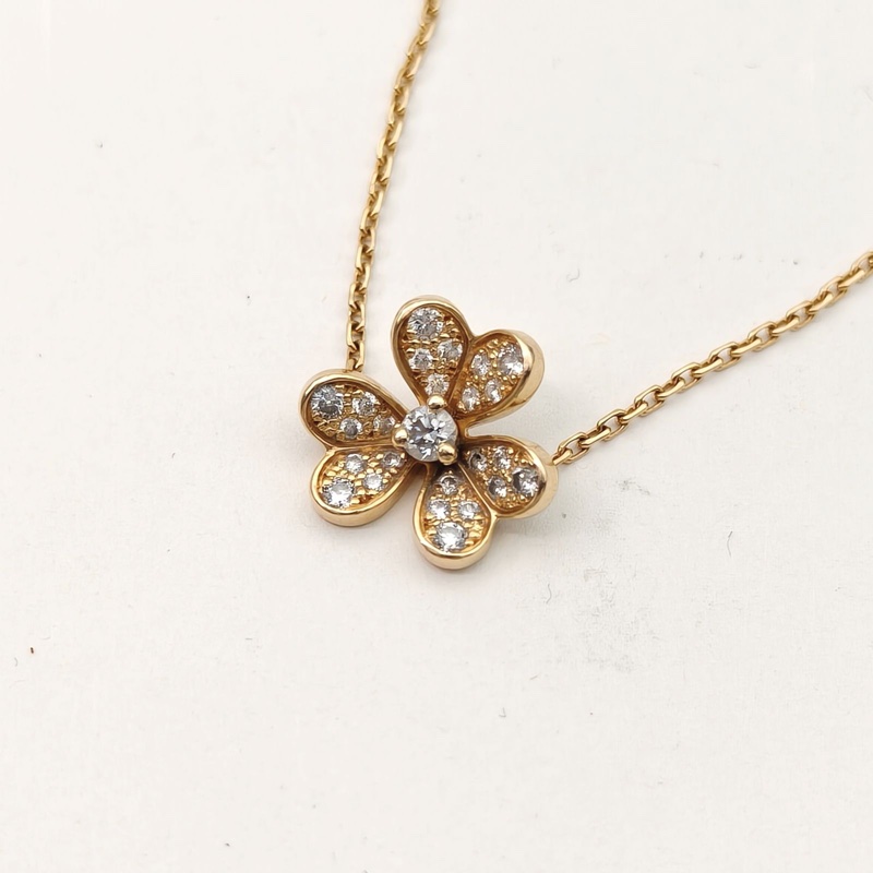 VAN CLEEF&ARPELS Frivole花朵手鏈迷你滿鑽18K黃金/鑽石S-M碼-1