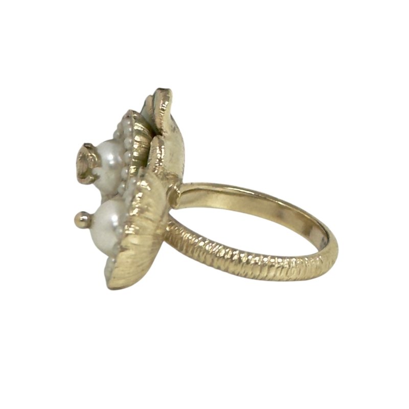 CHANEL CC 珠珠 花朵 戒指-5