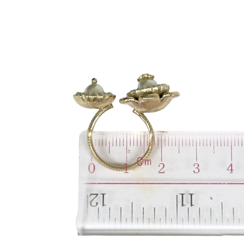 CHANEL CC 珠珠 花朵 戒指-8