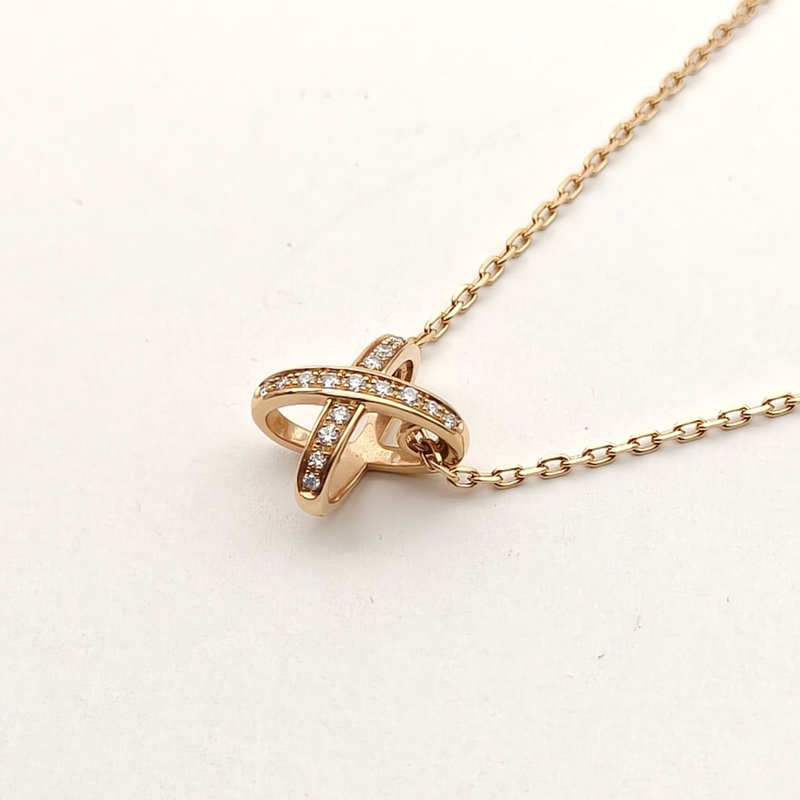CHAUMET JuxeDeLiens歡緣豎版大叉項鏈滿鑽18K玫瑰金-1