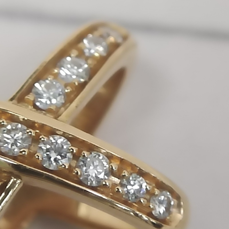 CHAUMET JuxeDeLiens歡緣豎版大叉項鏈滿鑽18K玫瑰金-3