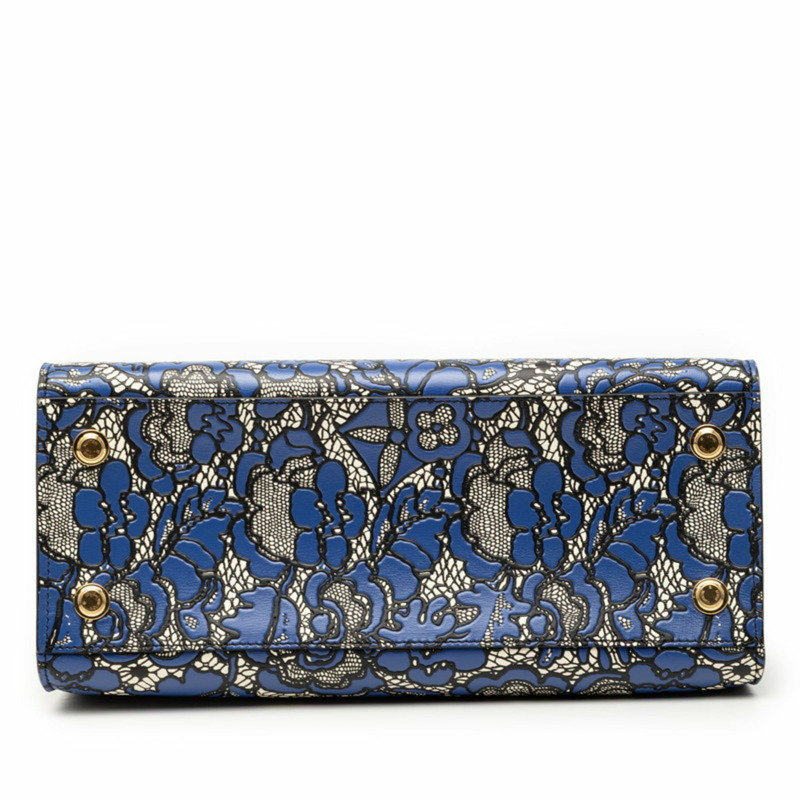 路易威登 Flower Lace City Steamer MM 2017 限量版手提包 M54758 藍黑白皮革女士 LOUIS VUITTON-2