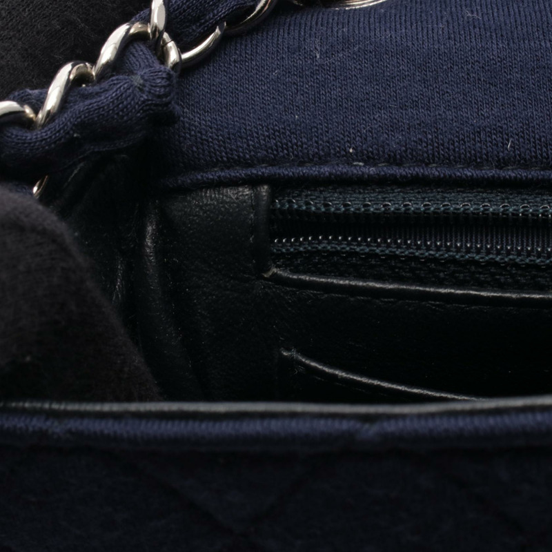 香奈兒 (CHANEL) 迷你絎縫 20 鏈條單肩斜背包,棉質海軍藍,二手女士 SHW-5