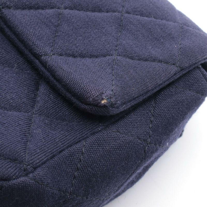 香奈兒 (CHANEL) 迷你絎縫 20 鏈條單肩斜背包,棉質海軍藍,二手女士 SHW-7