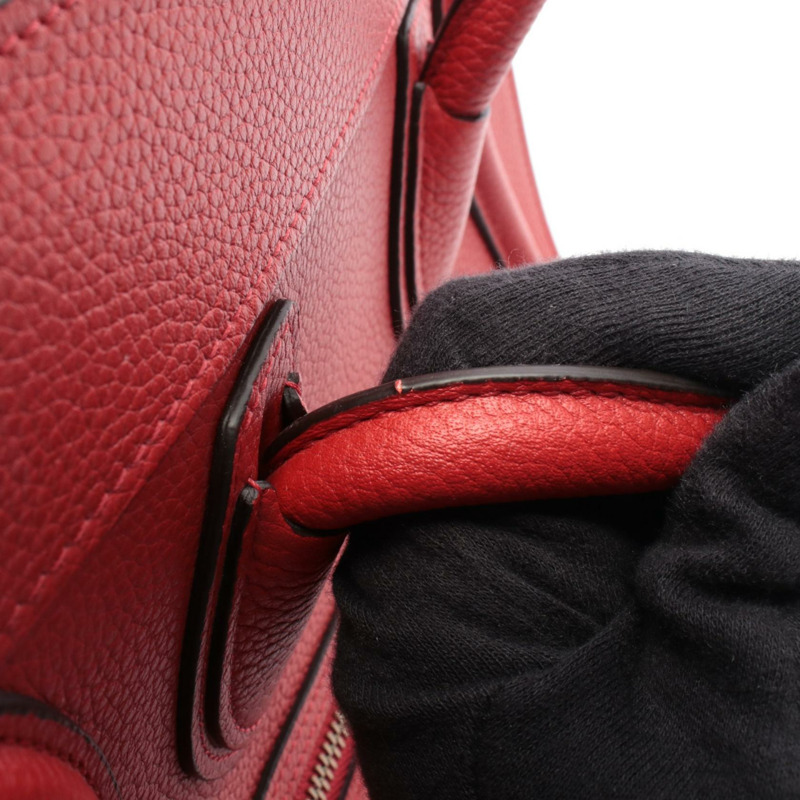 CELINE Luggage Micro Shopper 手提包,紅色皮革,二手女款-6