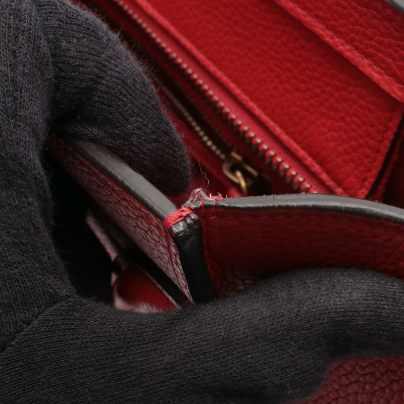 CELINE Luggage Micro Shopper 手提包,紅色皮革,二手女款-7
