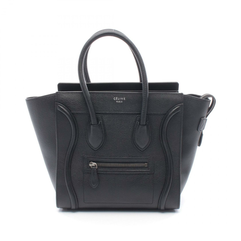 CELINE Luggage Micro 購物手提包,黑色皮革,二手女款-0