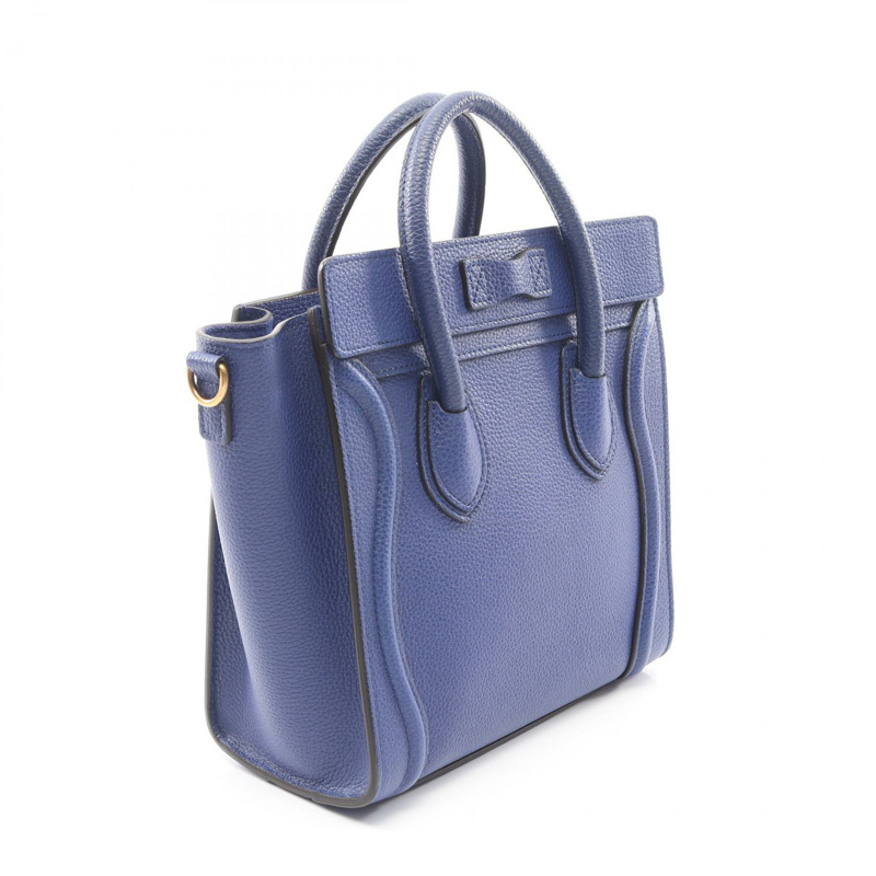 CELINE Luggage Nano Shopper 單肩斜背包 皮革 藍色 二手 女士-1