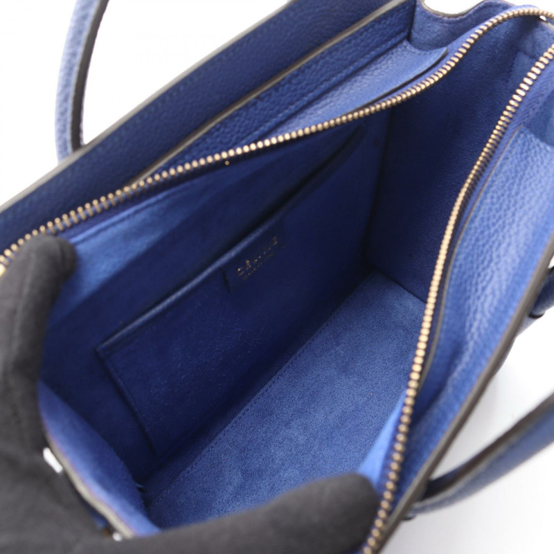 CELINE Luggage Nano Shopper 單肩斜背包 皮革 藍色 二手 女士-2