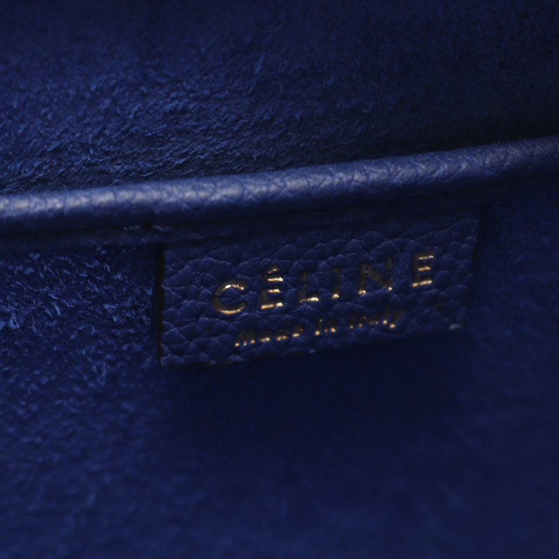 CELINE Luggage Nano Shopper 單肩斜背包 皮革 藍色 二手 女士-3