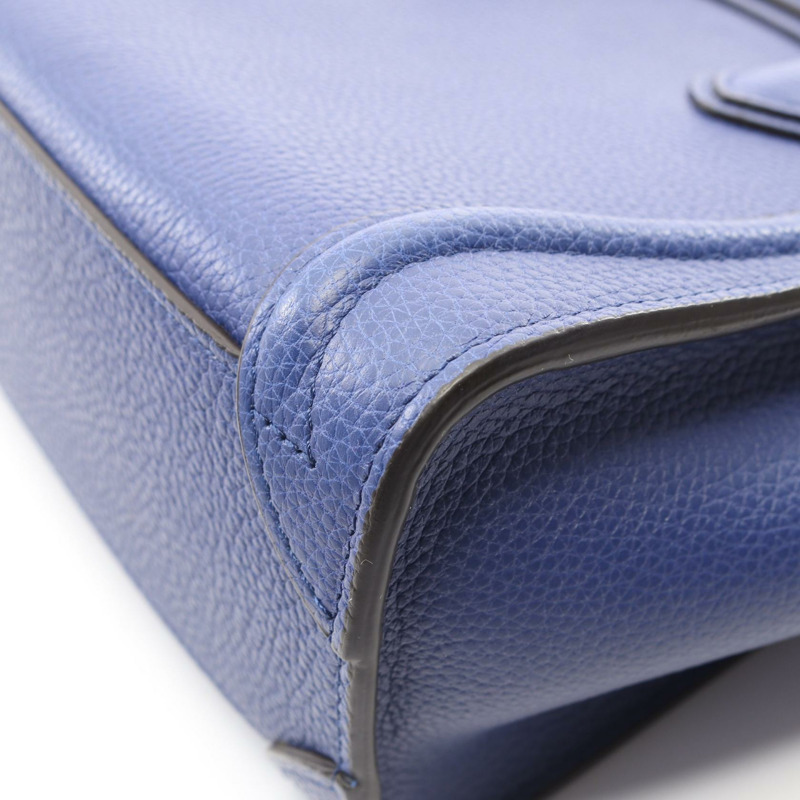 CELINE Luggage Nano Shopper 單肩斜背包 皮革 藍色 二手 女士-5