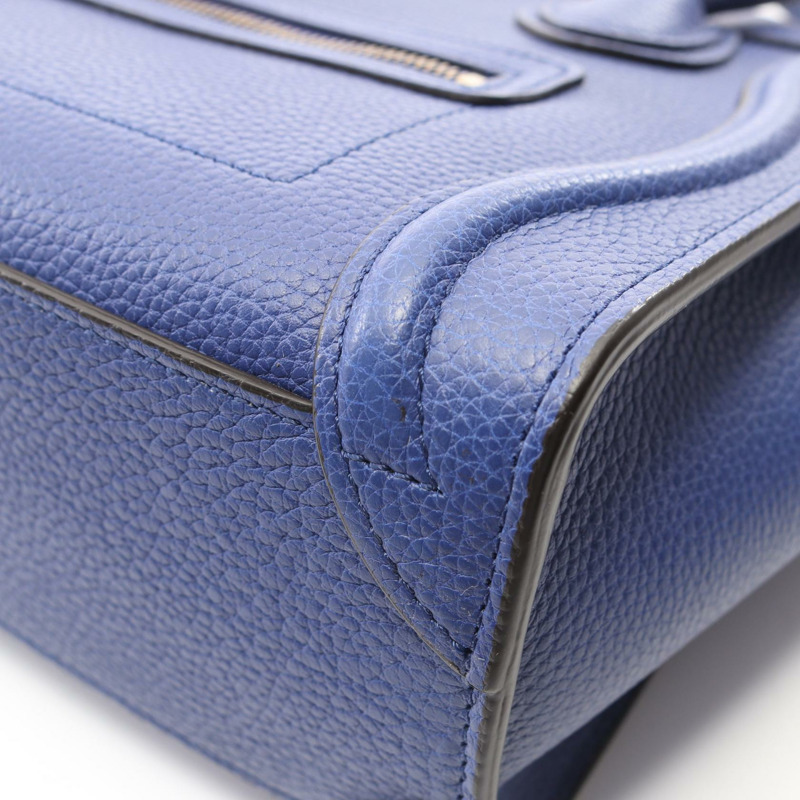 CELINE Luggage Nano Shopper 單肩斜背包 皮革 藍色 二手 女士-6