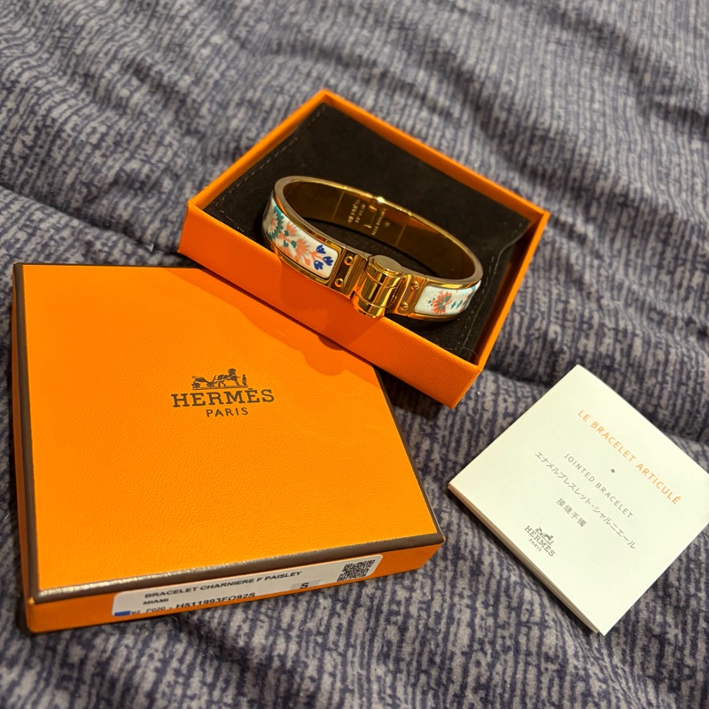 Hermes Charniere F Paisley Miami 印花琺瑯手環 絕版品-0