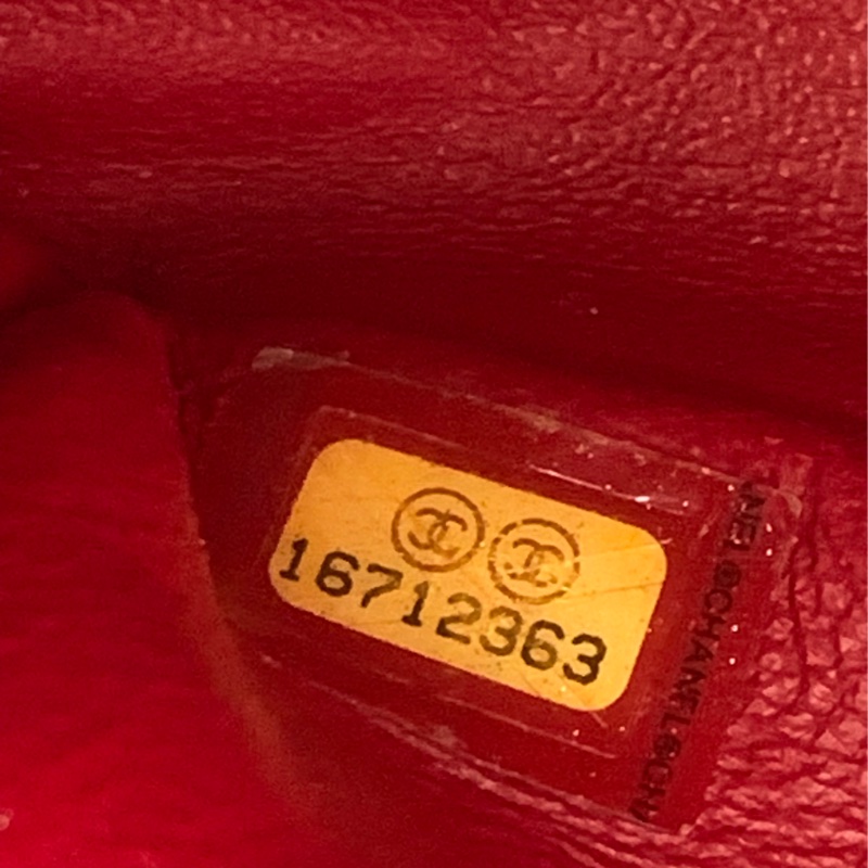 Chanel香奈兒jumbo酒紅色荔枝皮雙蓋銀扣鏈條包,鐳射16開-5