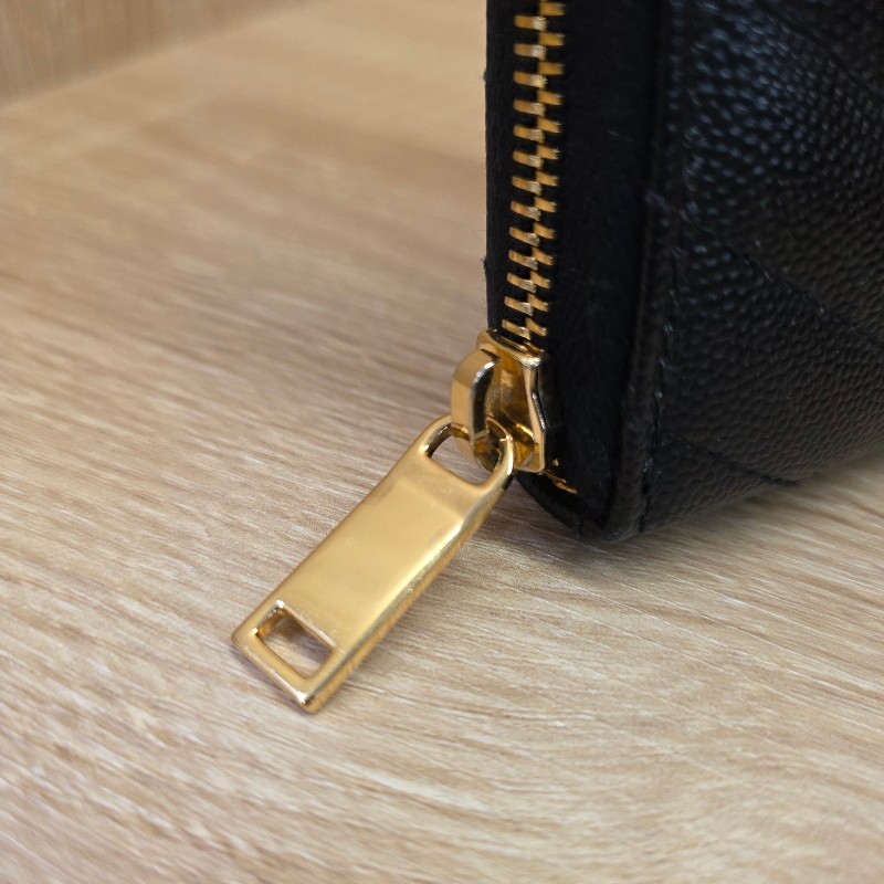 [經典款拉鏈長夾🥰甜價出] YSL黑荔枝皮金釦拉鏈長夾-5