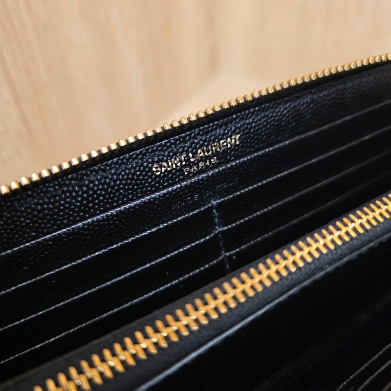 [經典款拉鏈長夾🥰甜價出] YSL黑荔枝皮金釦拉鏈長夾-15