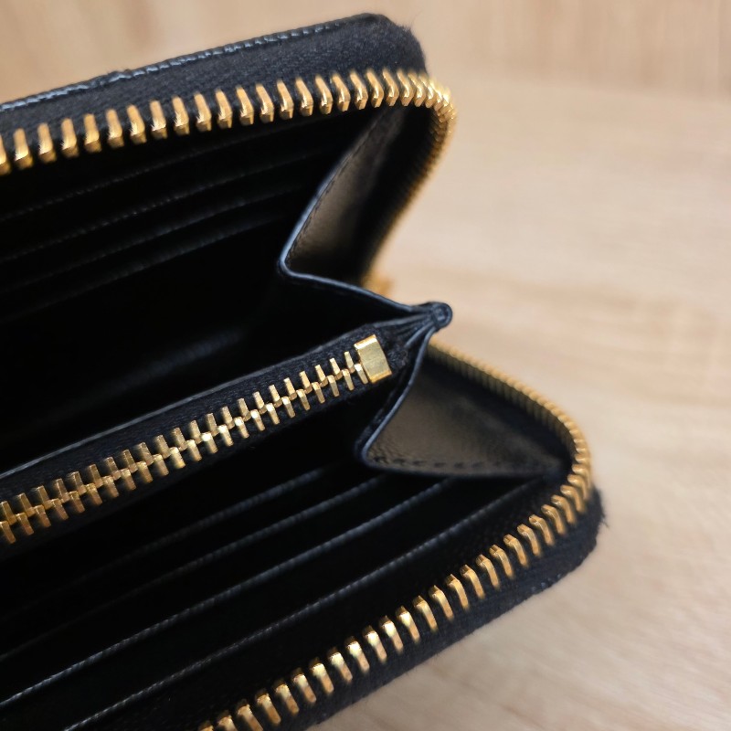 [經典款拉鏈長夾🥰甜價出] YSL黑荔枝皮金釦拉鏈長夾-16