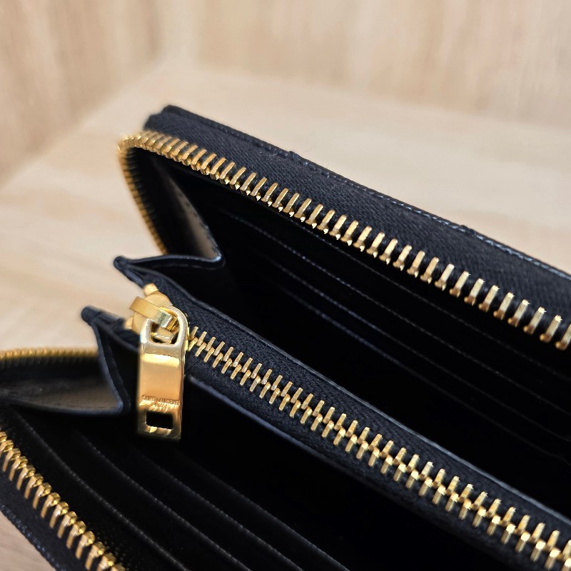 [經典款拉鏈長夾🥰甜價出] YSL黑荔枝皮金釦拉鏈長夾-18