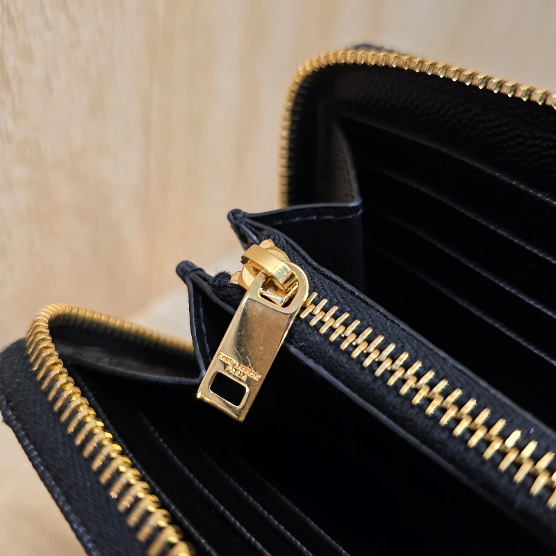 [經典款拉鏈長夾🥰甜價出] YSL黑荔枝皮金釦拉鏈長夾-19