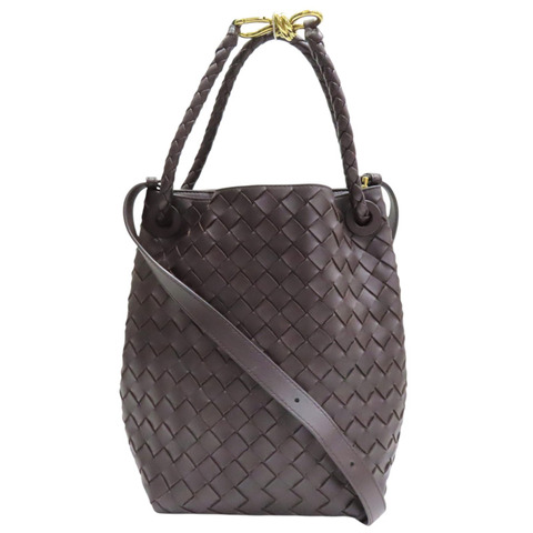 棕色 羊皮編織 Small Andiamo 水桶包 肩背包【BOTTEGA VENETA BV 寶緹嘉】 855759