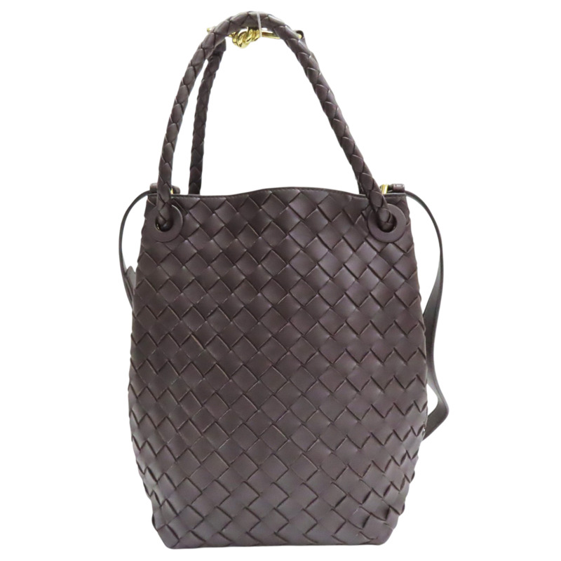 棕色 羊皮編織 Small Andiamo 水桶包 肩背包【BOTTEGA VENETA BV 寶緹嘉】 855759-1