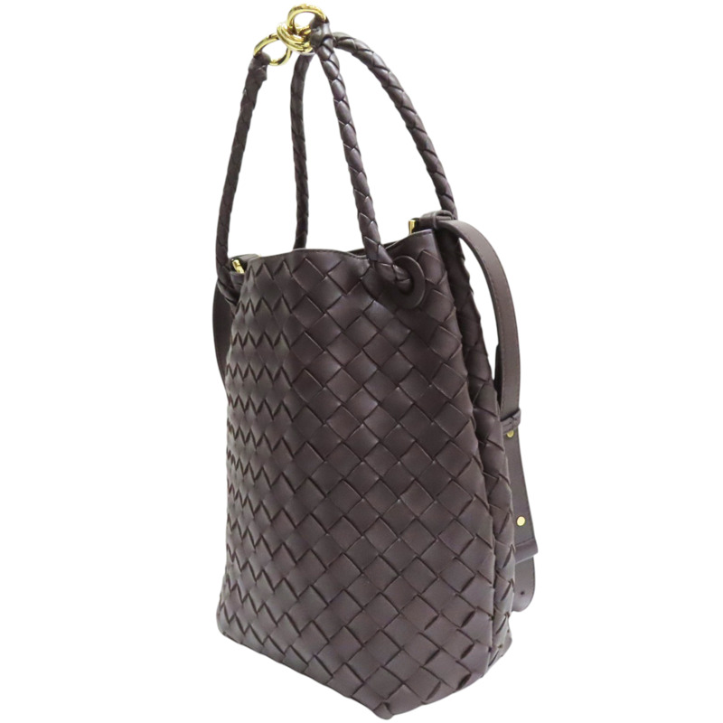棕色 羊皮編織 Small Andiamo 水桶包 肩背包【BOTTEGA VENETA BV 寶緹嘉】 855759-2