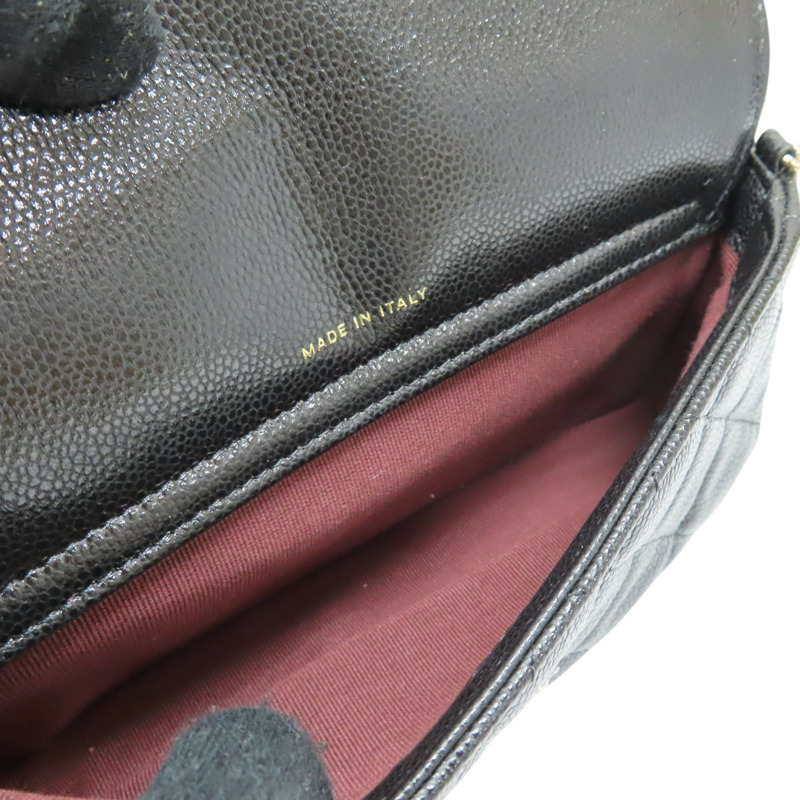 黑色 荔枝紋牛皮 鍊帶 手機包 肩背包 金扣【CHANEL 香奈兒】 AP2096-4